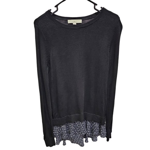 Loft Black Sweater with Black & White Bottom - Picture 1 of 3